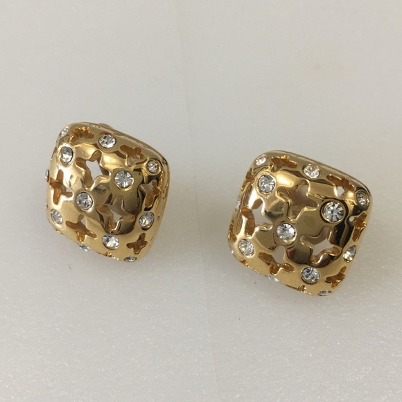 Swarovski Jewelry - Swarovski crystals gold chunky earrings clip on